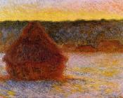 克劳德 莫奈 : Grainstack at Sunset, Winter